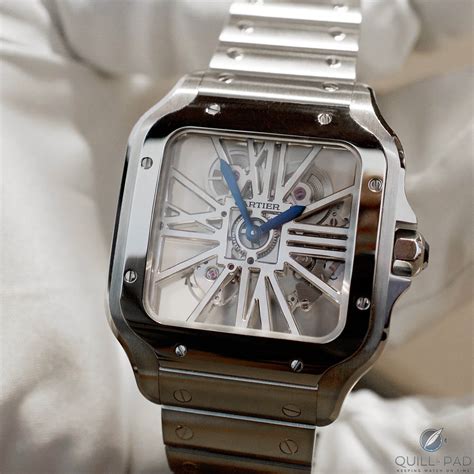 cartier santos 100 skeleton replica|cartier santos skeleton retail price.